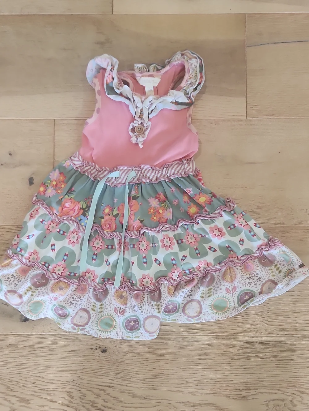 Matilda Jane Pink and Sage Floral Ruffled Costume Dress Matilda Jane Size 2